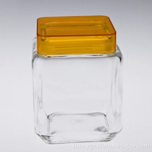 Quadrate Storage Jar with 145mm Height and 90mm Bottom, Measures 97 x 90 x 145mm